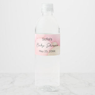 Pink Hot Air Balloon Baby Shower Water Bottle Label
