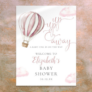 Pink Hot Air Balloon Baby Shower Welcome Sign