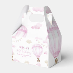 Pink Hot Air Balloon Birthday Favour Box