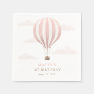 Pink Hot Air Balloon Birthday Napkin