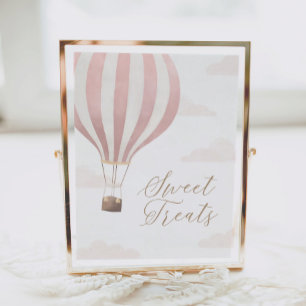 Pink Hot Air Balloon Birthday Sweet Treats Sign