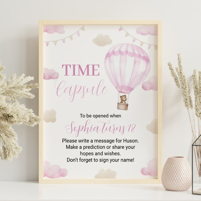 Pink Hot Air Balloon Birthday Time Capsule Poster (Creator Uploaded)
