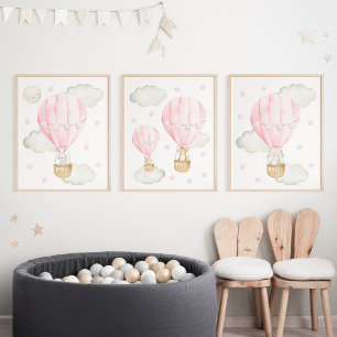Pink Hot Air Balloon, Cute Animals, Girl Nursery