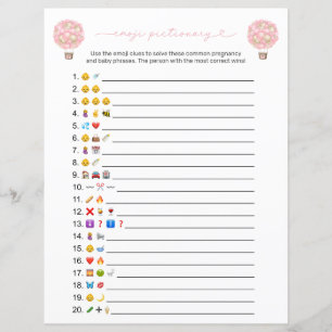 Pink Hot Air Balloon Emoji Baby Shower Game