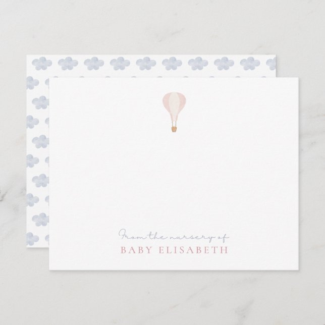 Pink Hot Air Balloon  , from the nursery of,  Invitation (Front/Back)