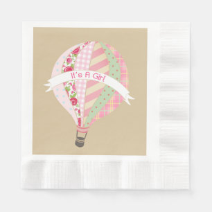 Pink Hot Air Balloon Girl Baby Shower Napkins