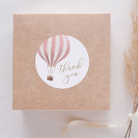 Pink Hot Air Balloon Girl Baby Shower Thank You Classic Round Sticker<br><div class="desc">Say a special thank you to your baby shower guests with these stickers,  featuring a watercolor hot air balloon and gold typography.</div>