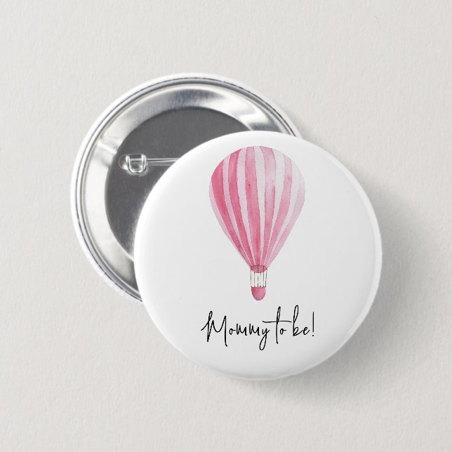 Pink hot air balloon Mummy to be 6 Cm Round Badge (Front & Back)