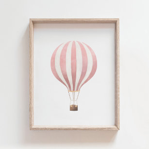 Pink Hot Air Balloon Nursery Decor Poster