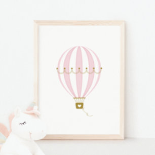 Pink Hot Air Balloon Nursery & Kids Room Poster