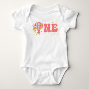 Pink Hot Air Balloon ONE 1st Birthday Baby Bodysuit