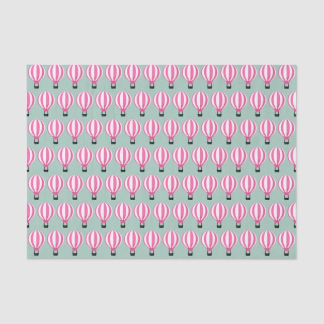 Pink Hot Air Balloon Paris Themed Tissue Paper (Front)
