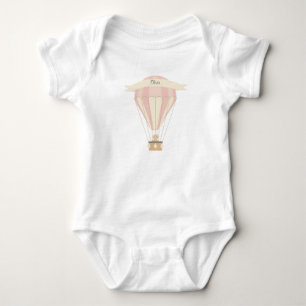 Pink hot air balloon personalised baby bodysuit
