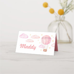 Pink Hot Air balloon place card