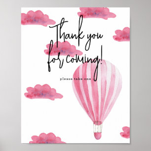 Pink hot air balloon - Thank you for coming Poster