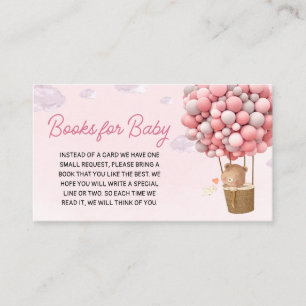 Pink Hot Air Balloon Up and Away Books for Baby Enclosure Card