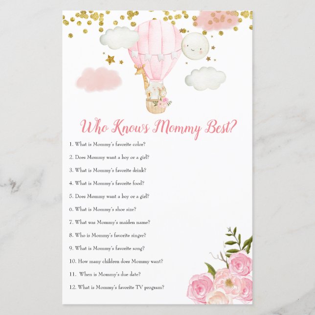 Pink hot air balloon whow know mummy best  (Front)