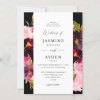 Pink Hot & Blush Pink & Purple Wedding V3- Black