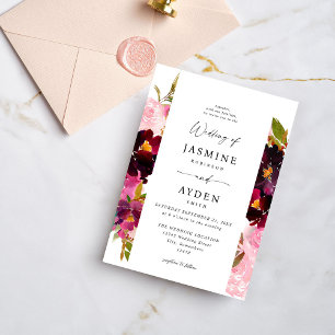 Pink Hot & Blush Pink & Purple Wedding V3 Invitation