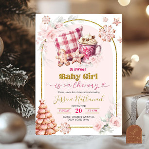 Pink Hot Chocolate Girl Baby Shower Invitation