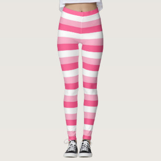 Pink, Hot Pink, and White Stripes Leggings