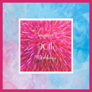 Pink,  Hot Pink Paper Napkins 90th Birthday Party