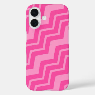 Pink Hot Pink Zigzag Chevron Pattern Design iPhone 16 Case