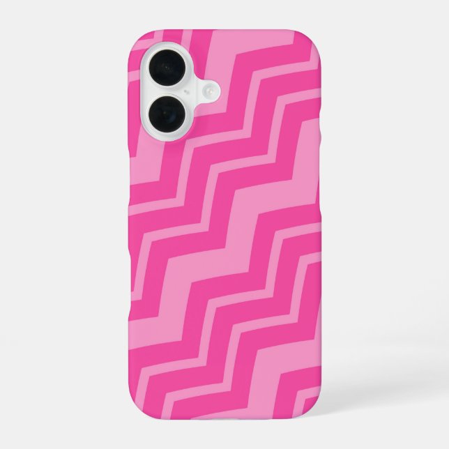 Pink Hot Pink Zigzag Chevron Pattern Design  iPhone 16 Case (Back)