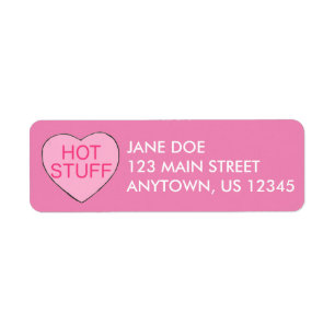 Pink HOT STUFF Candy Heart Valentine's Day Love Return Address Label