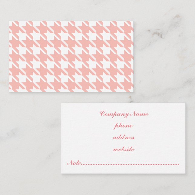Pink Houndstooth Business Card (Front/Back)