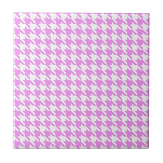 Pink Houndstooth Ceramic Tile