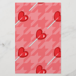pink houndstooth heart lollipop