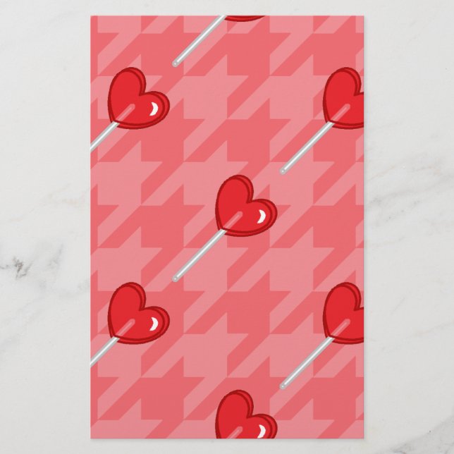 pink houndstooth heart lollipop (Front)
