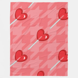 pink houndstooth heart lollipop blanket