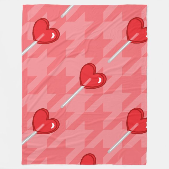 pink houndstooth heart lollipop blanket (Front)