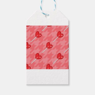 pink houndstooth heart lollipop gift tags