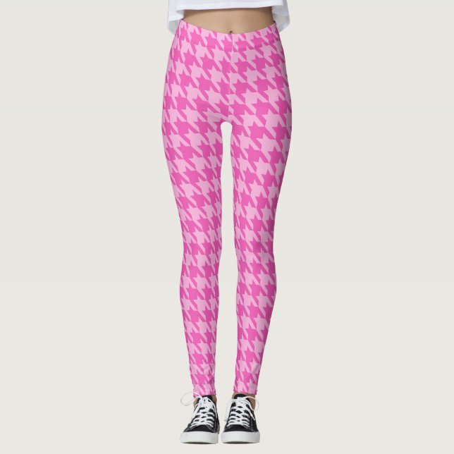 Pink Houndstooth Leggings by Francoise (Front)