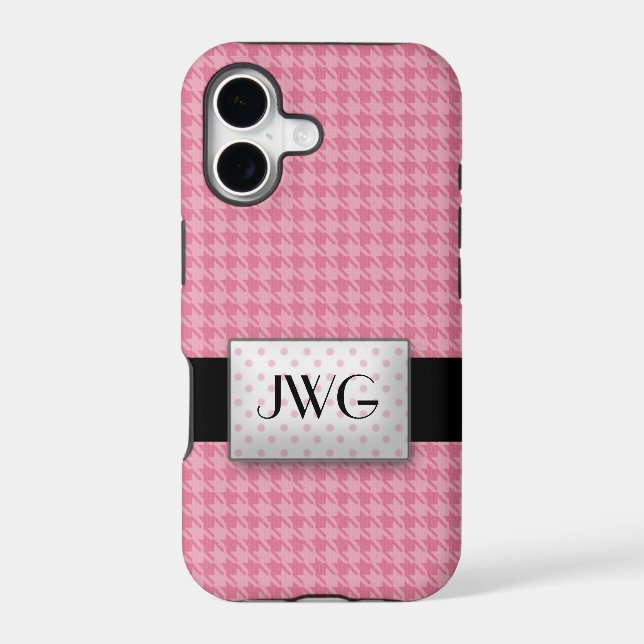 Pink Houndstooth Monogram iPhone 5 Case (Back)