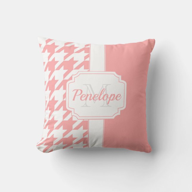 Pink Houndstooth Pattern Cushion (Front)