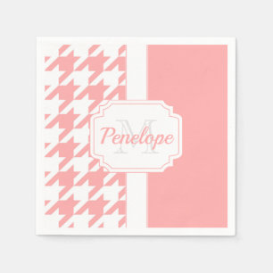 Pink Houndstooth Pattern Napkin