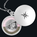 Pink Houndstooth Photo Frame Custom Necklace<br><div class="desc">Custom locket.</div>
