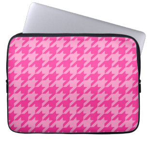 Pink Houndstooth Plaid Check Laptop Sleeve