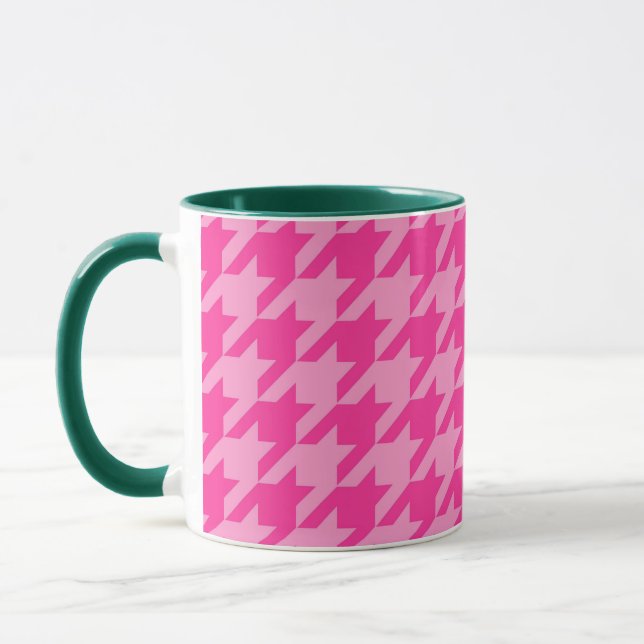 Pink Houndstooth Plaid Check Mug (Left)
