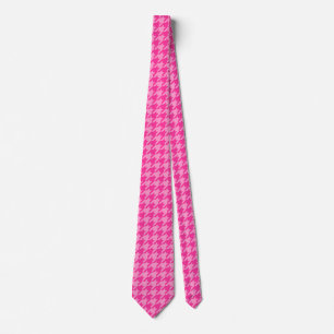 Pink Houndstooth Plaid Check Tie
