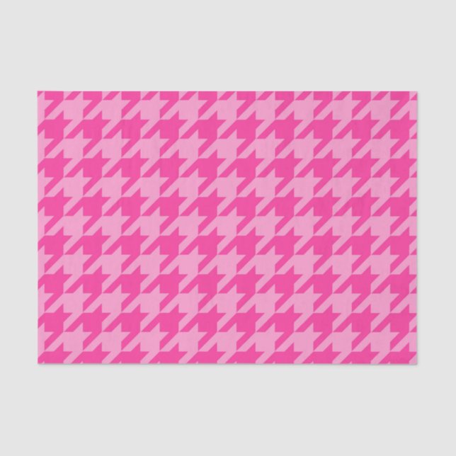 Pink Houndstooth Plaid Check Tissue Paper (Front)
