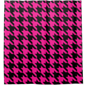 pink houndstooth shower curtain