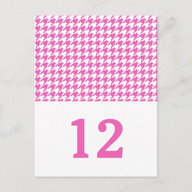 Pink Houndstooth Table Number Postcard (Front)