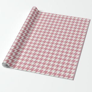 Pink Houndstooth Textile Pattern Wrapping Paper
