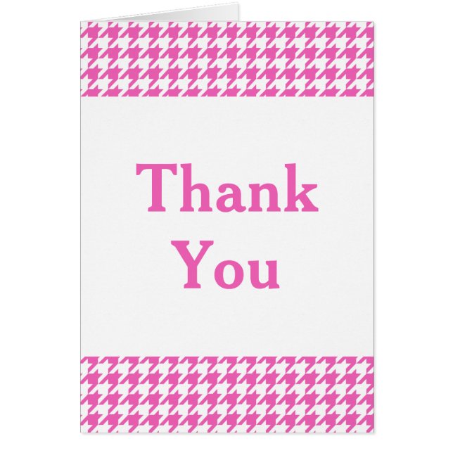 Pink Houndstooth Thank You Card (Front)