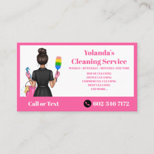 Pink House Cleaning Service Business Card